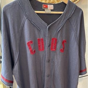 Nike Men's Navy Blue Cubs Jersey with Red Appliqué